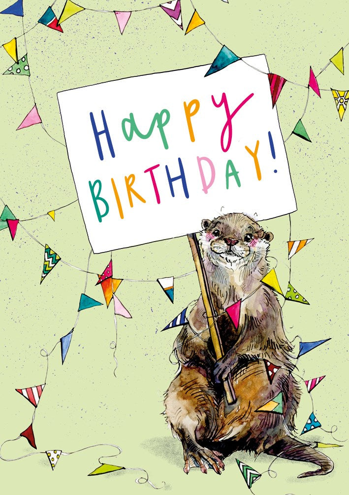Happy Birthday Banner Otter Card