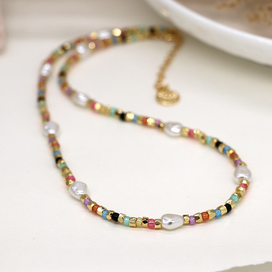 Freshwater Pearls in Sunset Necklace