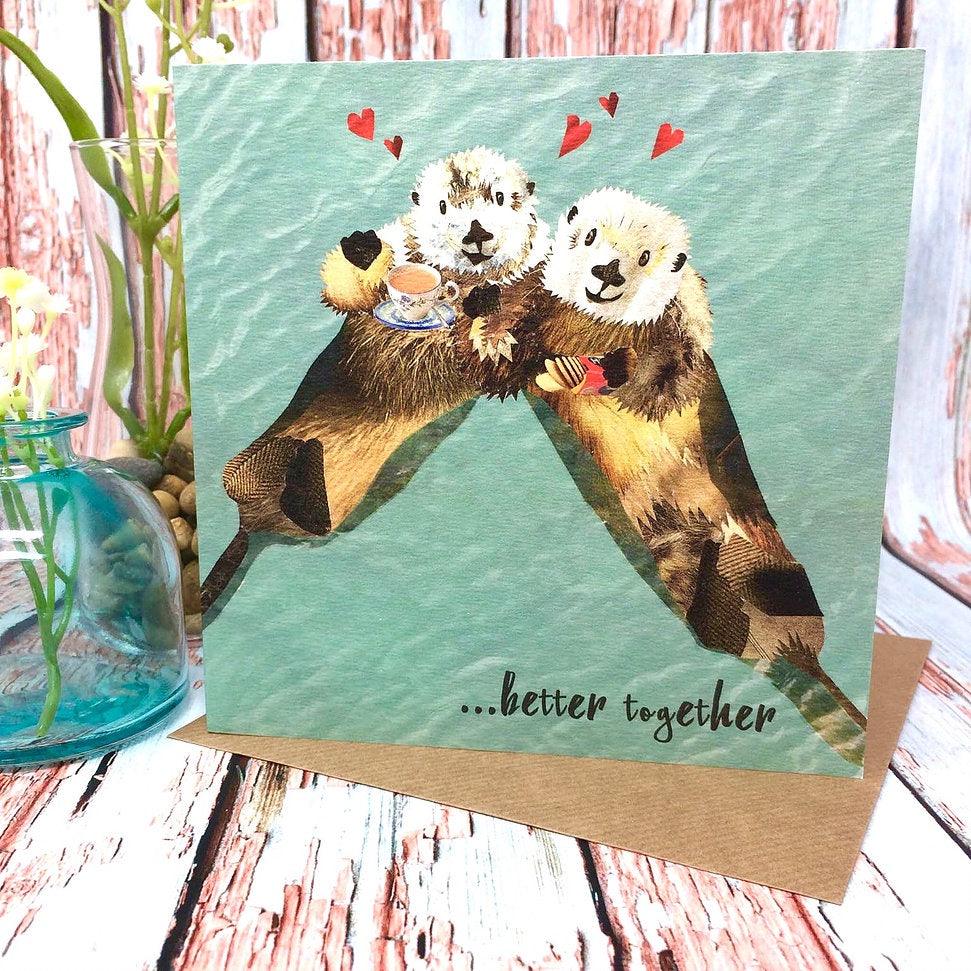 Tea & Biscuit Otters Card - Pretty Shiny Shop