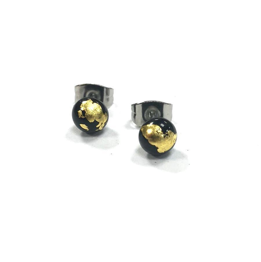 Mini Stud Earrings with Gold Accents - Pretty Shiny Shop