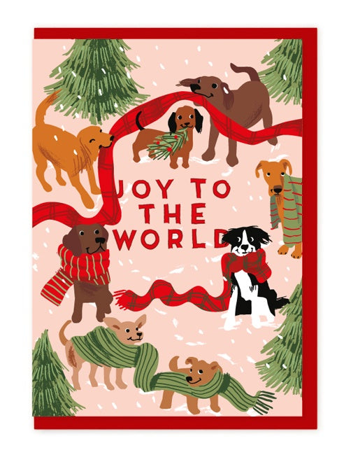 Christmas Scarf Dogs Card