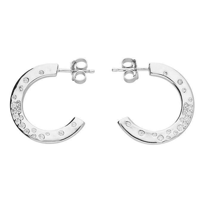 Flat Hoop with Scattered CZ - Silver - Pretty Shiny Shop