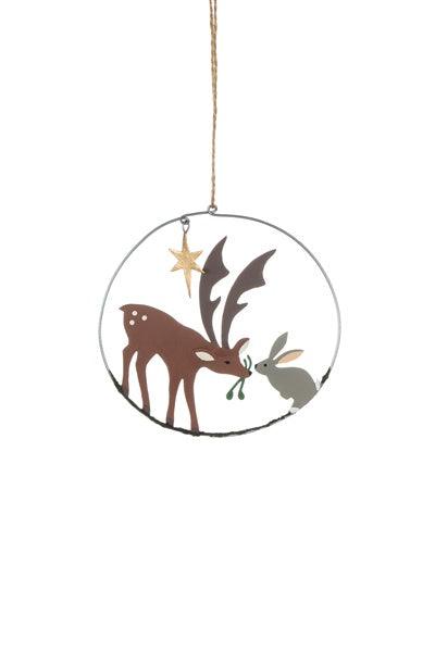 Deer & Hare In Ring Ornament - Pretty Shiny Shop