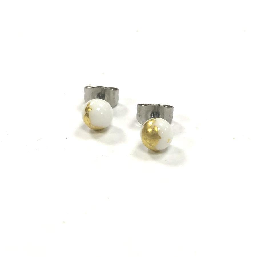 Mini Stud Earrings with Gold Accents - Pretty Shiny Shop