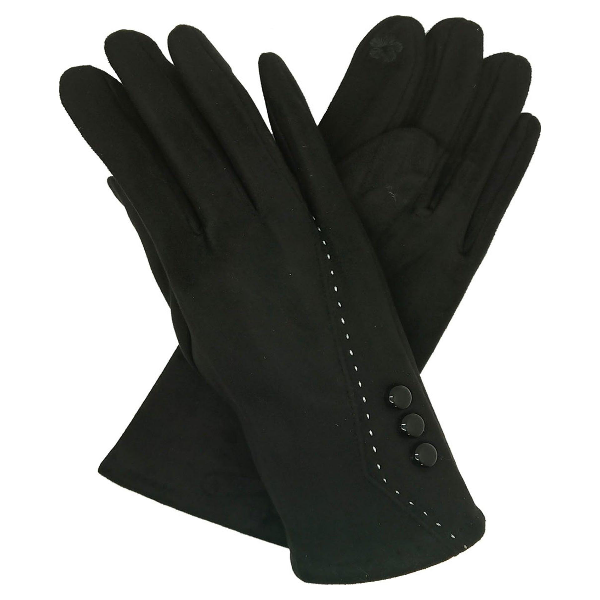 Diana 3 button Gloves - Black - Pretty Shiny Shop