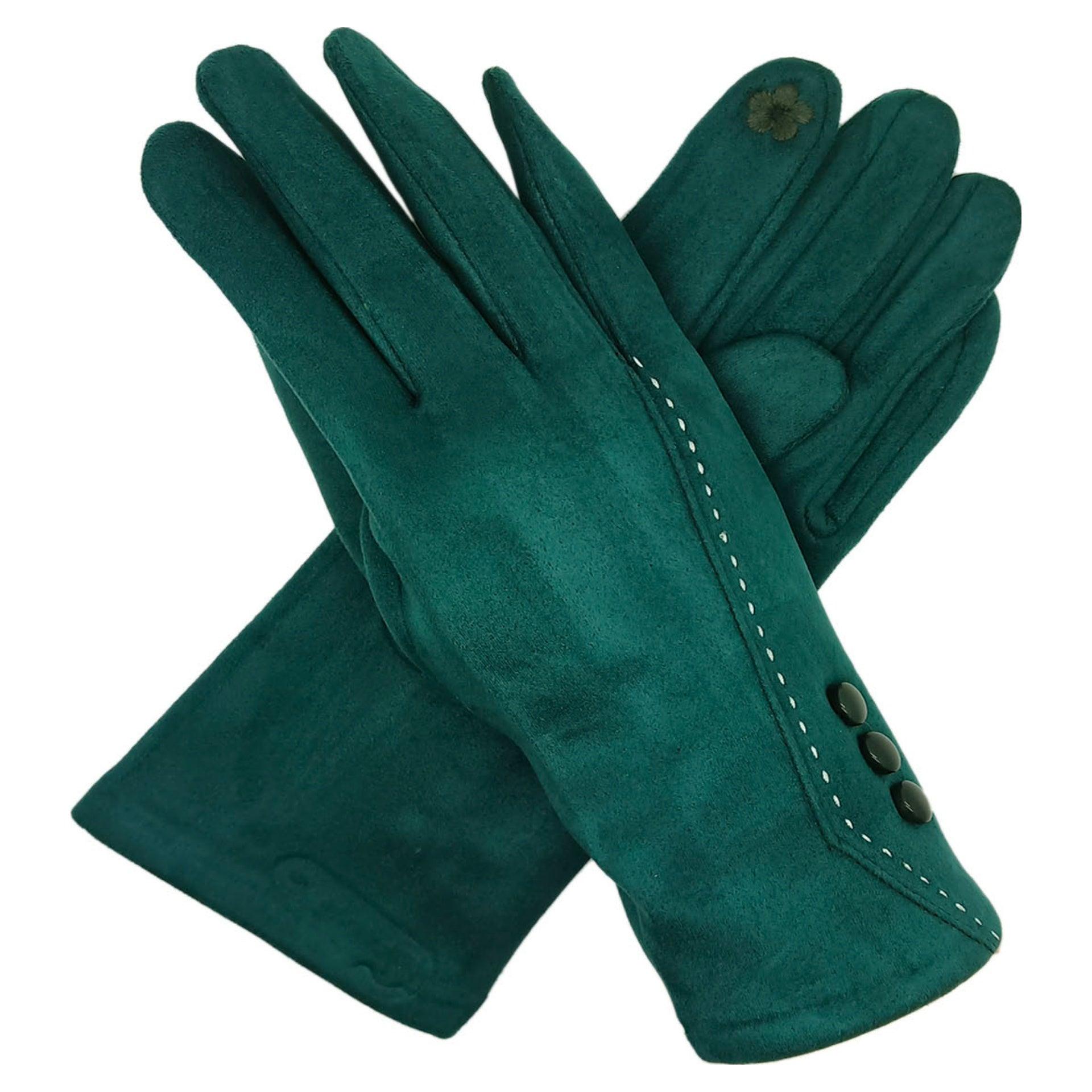 Diana 3 Button Gloves - Emerald - Pretty Shiny Shop