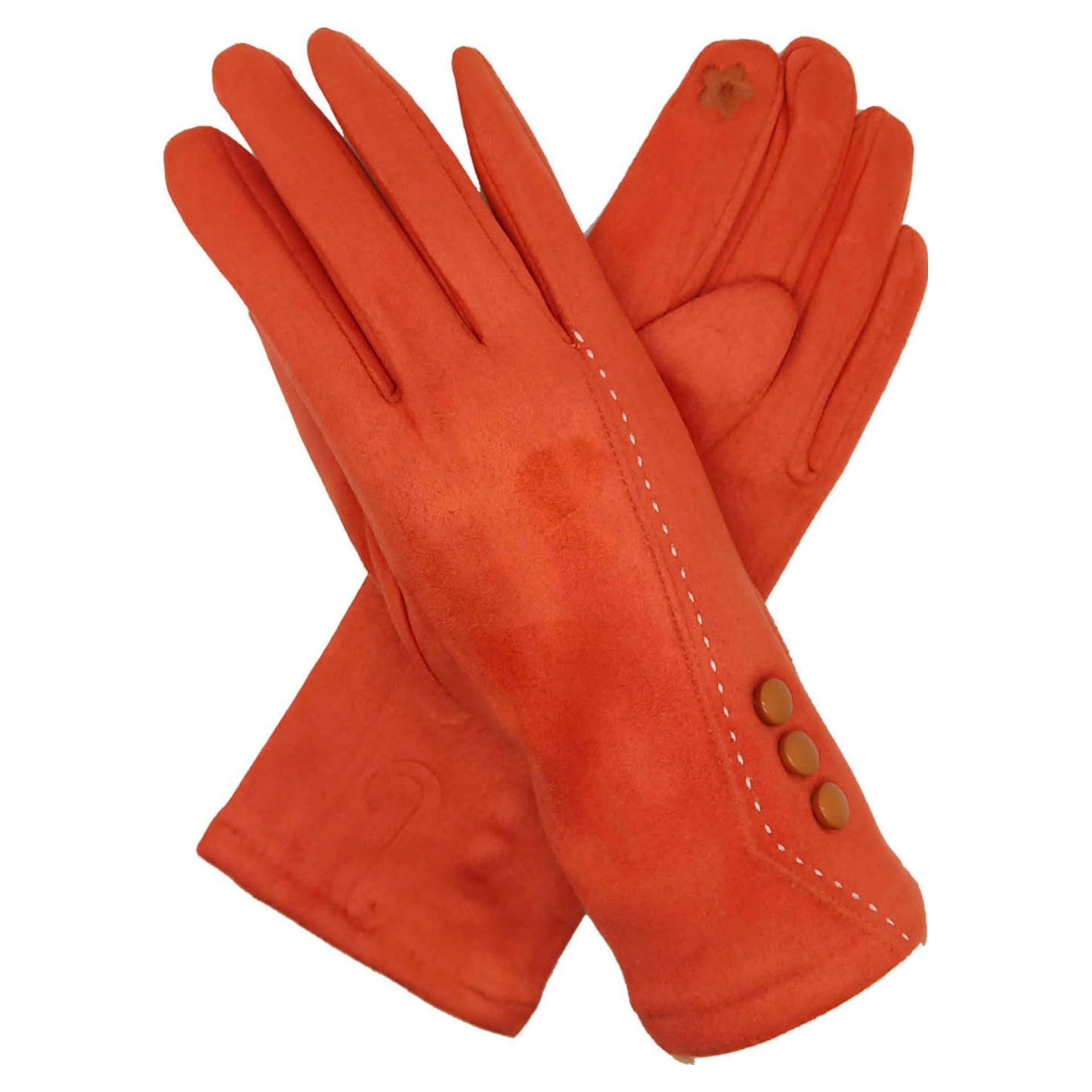 Diana 3 Button Gloves - Tangerine - Pretty Shiny Shop