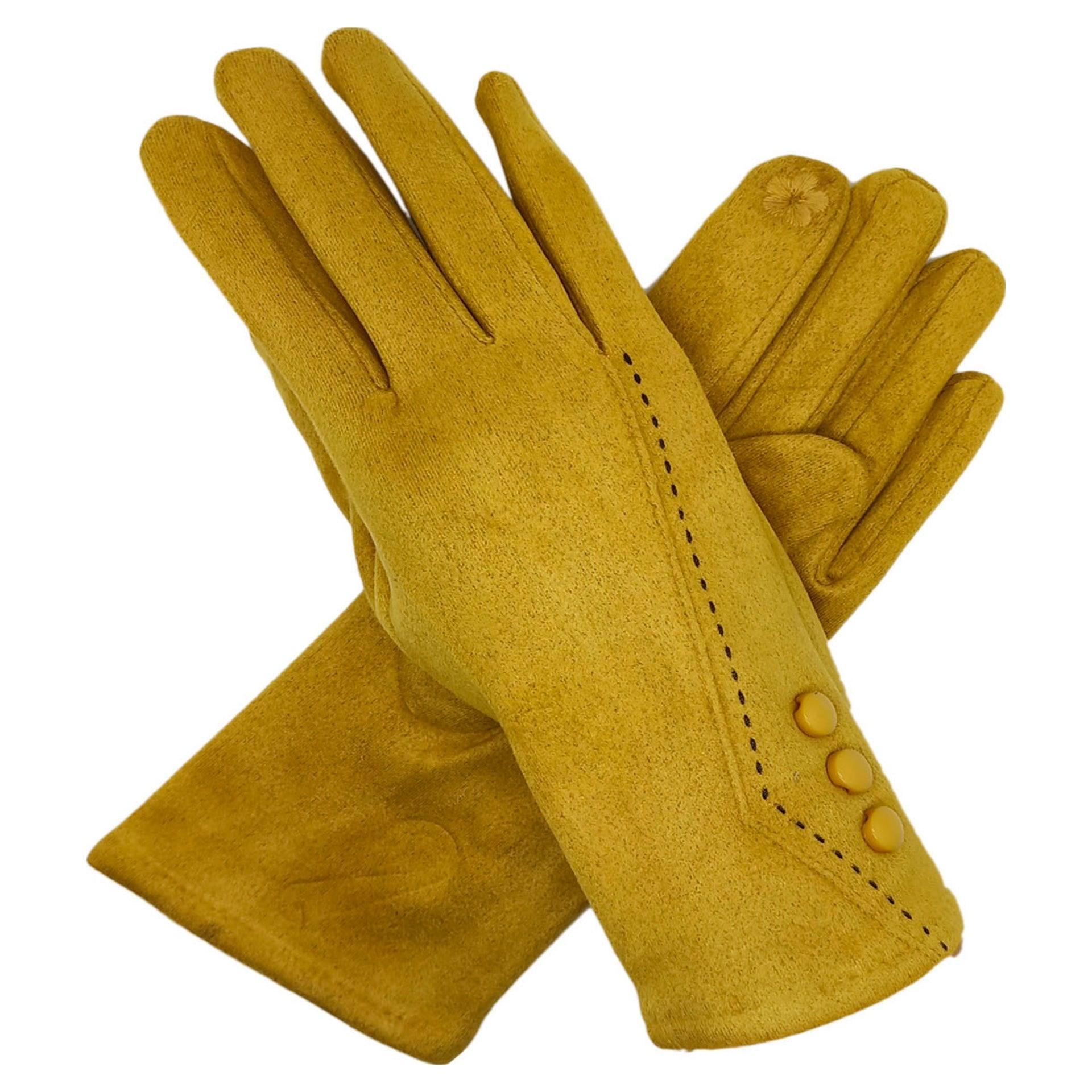 Diana 3 Button Gloves - Yellow - Pretty Shiny Shop