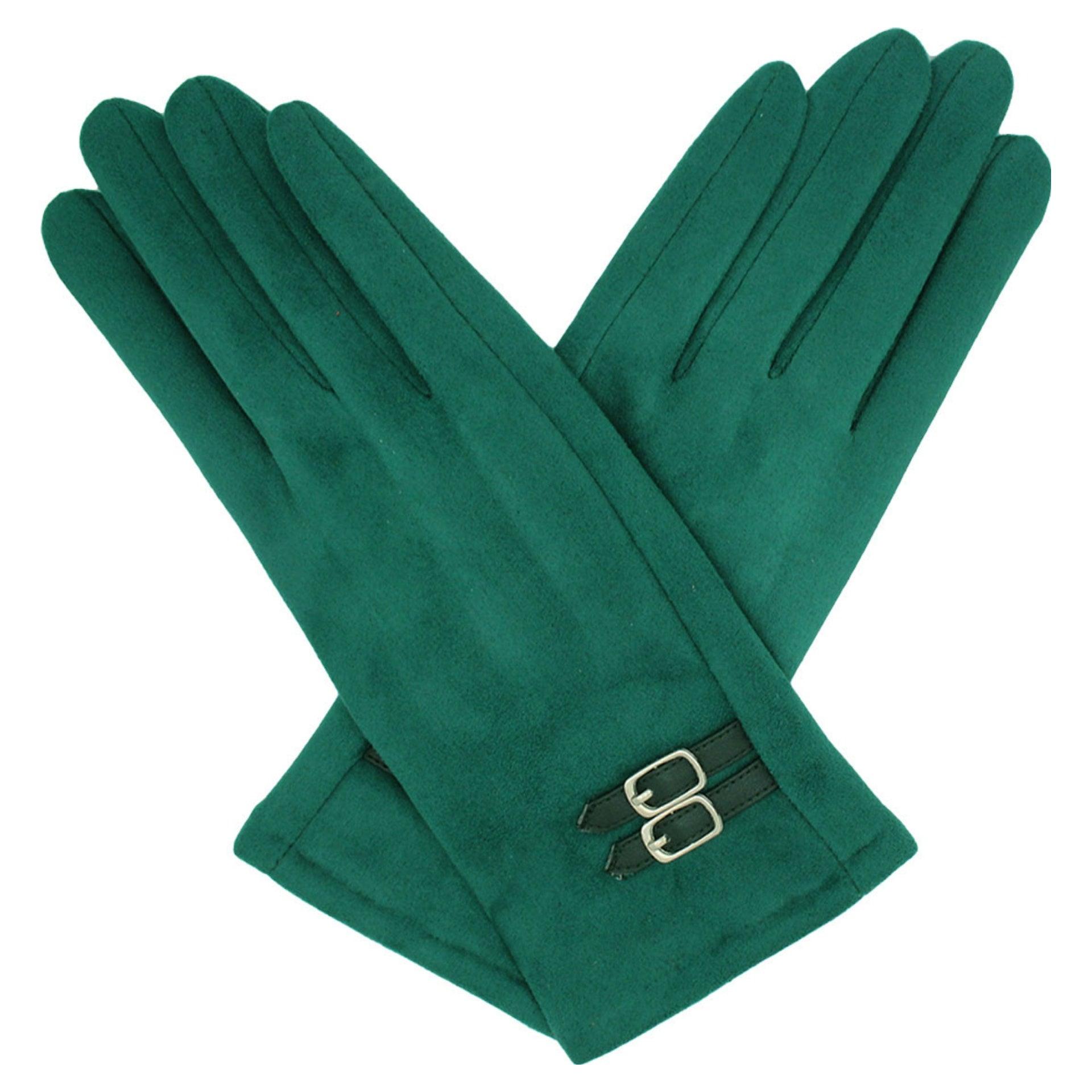 Eloise Belted Gloves - Emerald - Pretty Shiny Shop