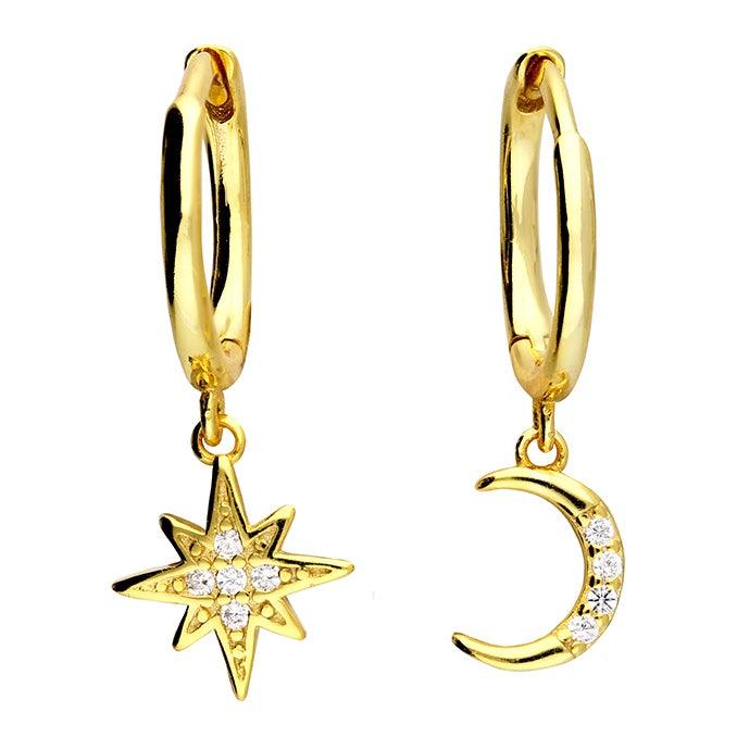 Moon + Star Hoop Earrings - Pretty Shiny Shop
