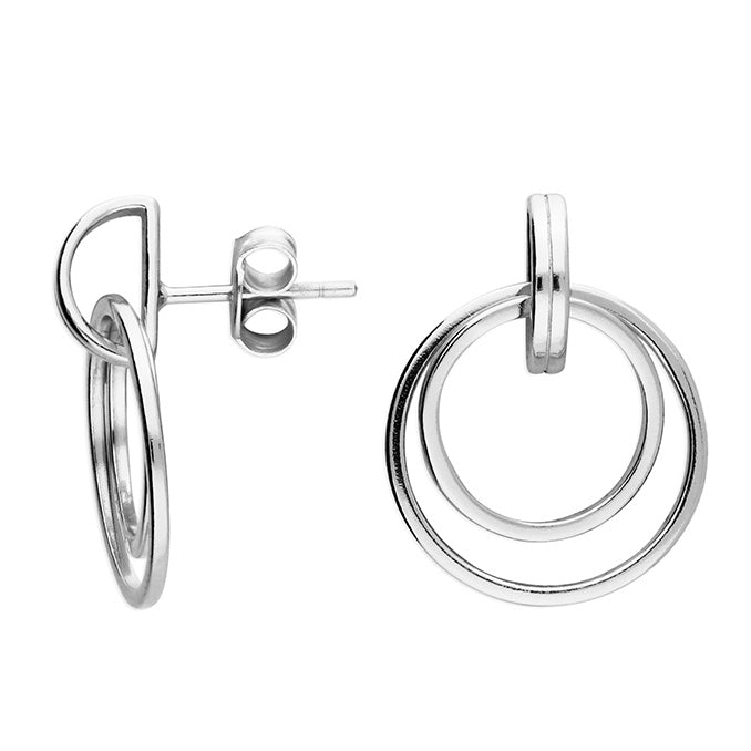Double Circle Earrings - Silver