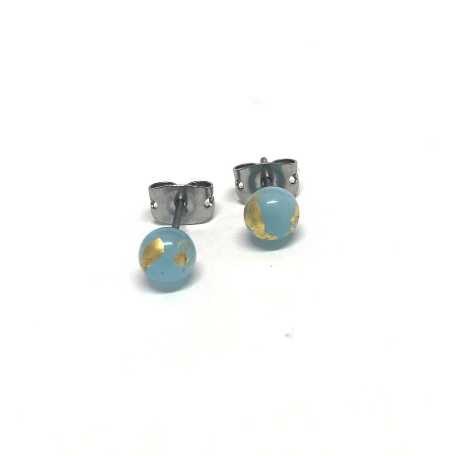 Mini Stud Earrings with Gold Accents - Pretty Shiny Shop