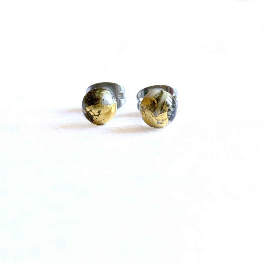 Mini Stud Earrings with Gold Accents - Pretty Shiny Shop