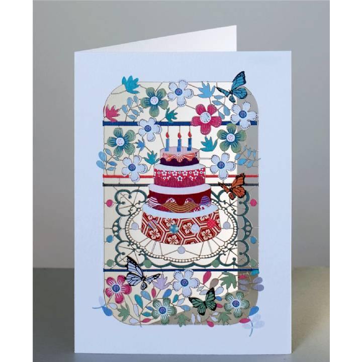 Birthday Cake and Flowers Laser Cut Card - Pretty Shiny Shop