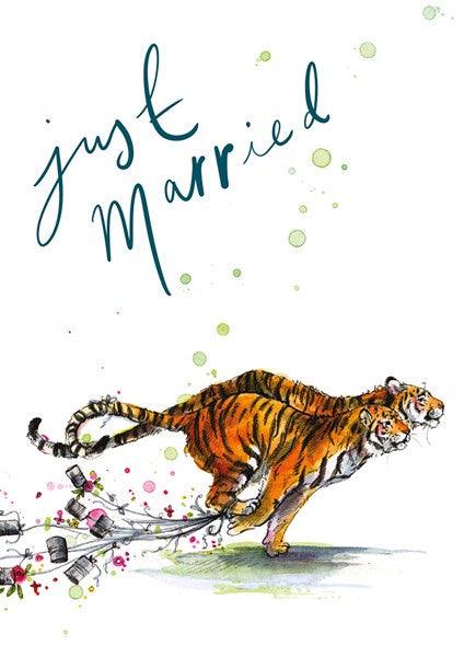 Just Married Tigers Card - Pretty Shiny Shop