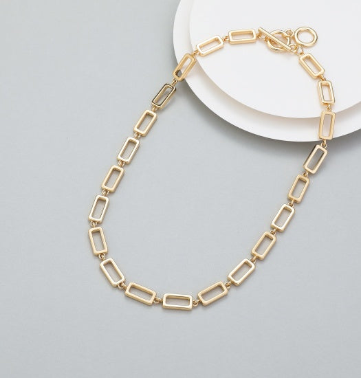 Rectangle Ring Necklace - Gold
