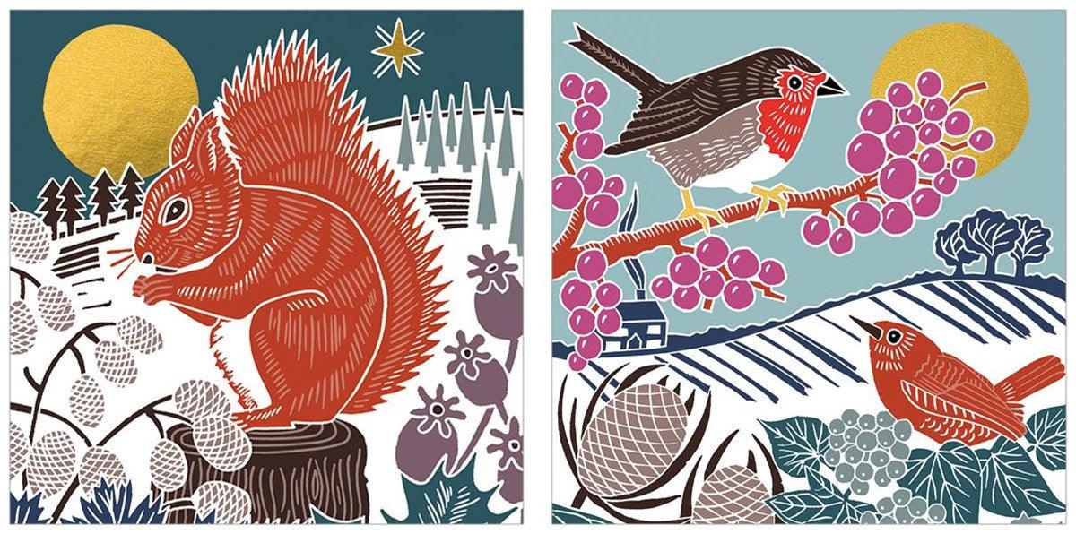 Squirrel & Birds Christmas Card Set - Pretty Shiny Shop